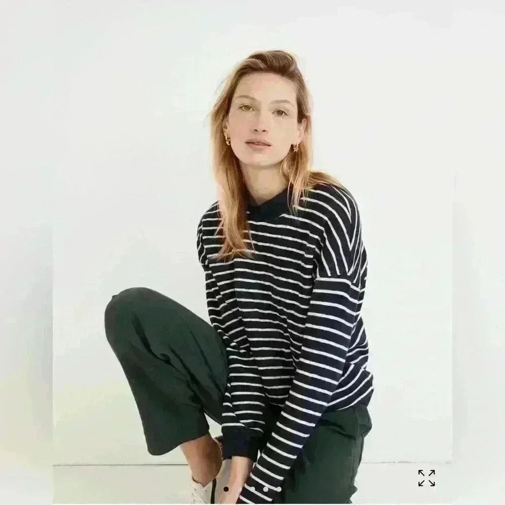 Madewell Quilted Studio Mockneck Sweatshirt in Stripe